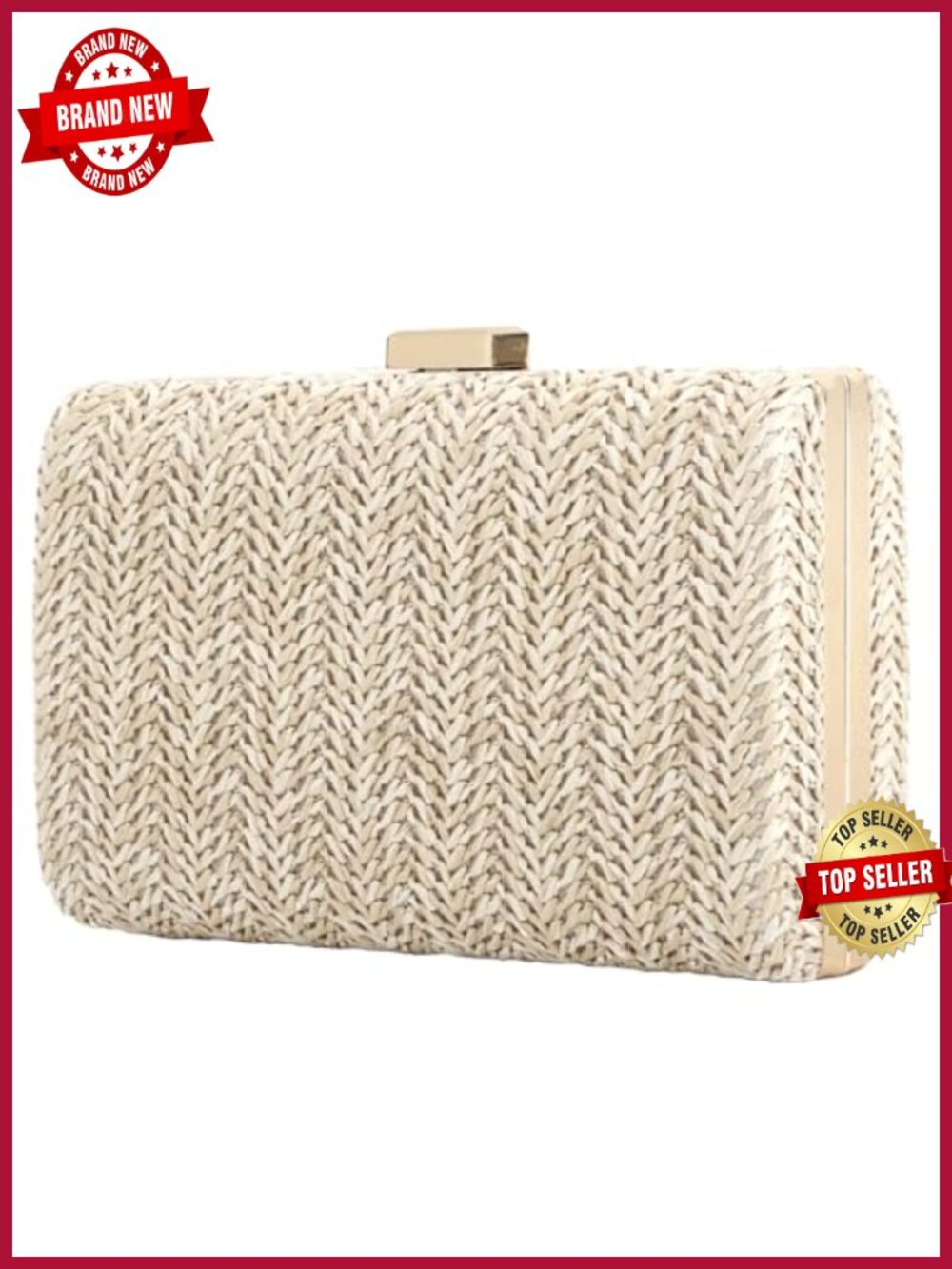 Raffia Woven Straw Clutch Purses Crossbody Handbags Chain Strap Evening Bag